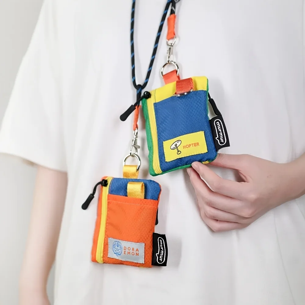 Fashion Contrast Color Mini Coin Purse Oxford Cloth Casual Single Shoulder Pouch Portable Small Storag Wallet Outdoor Travel Use