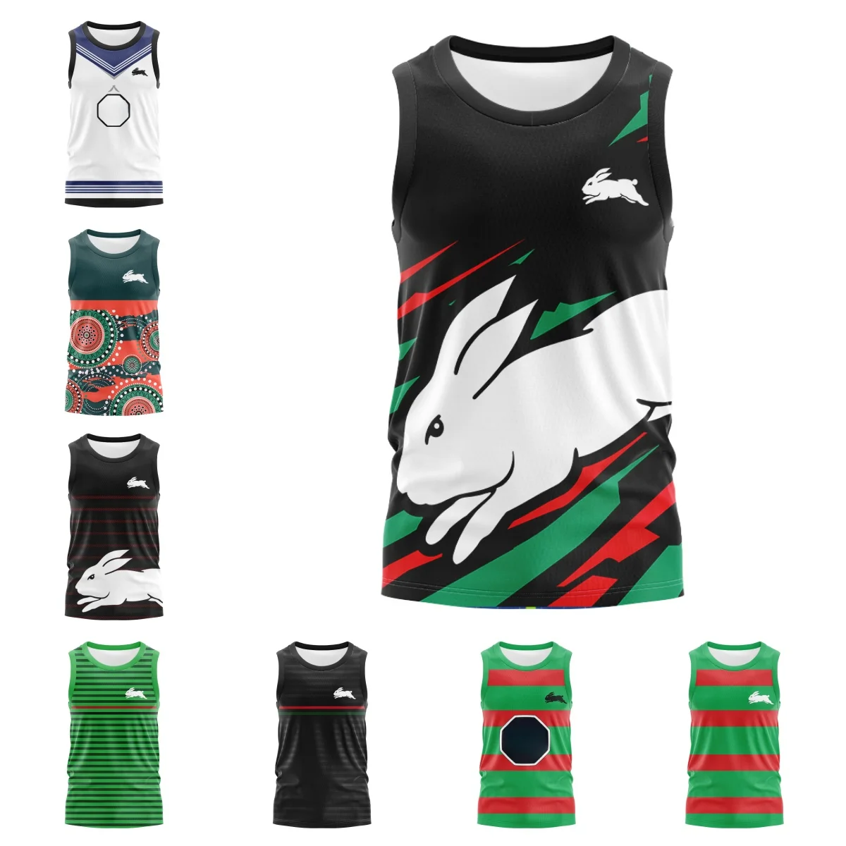 Rugby 2024 South Sydney Rabbitohs-Rugby Tank Top-Home/Away/Training/Indigenous - High Quality Rugby Tank Top-S-5XL Customizable