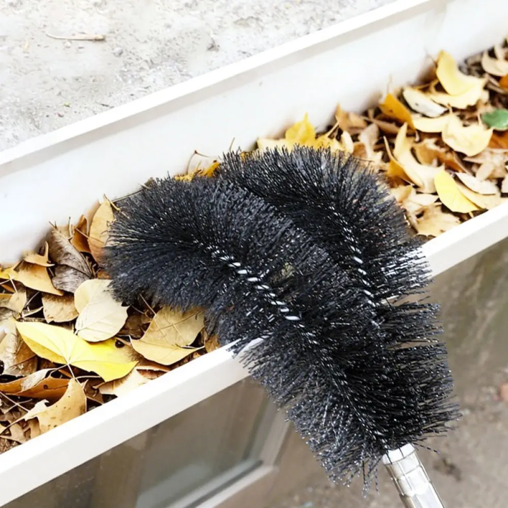 Roof Gutter Cleaning Brush Tool Leaf Debris Removal Scrubber For Eaves Drainage Systems Stainless Steel Handle Durable Tool