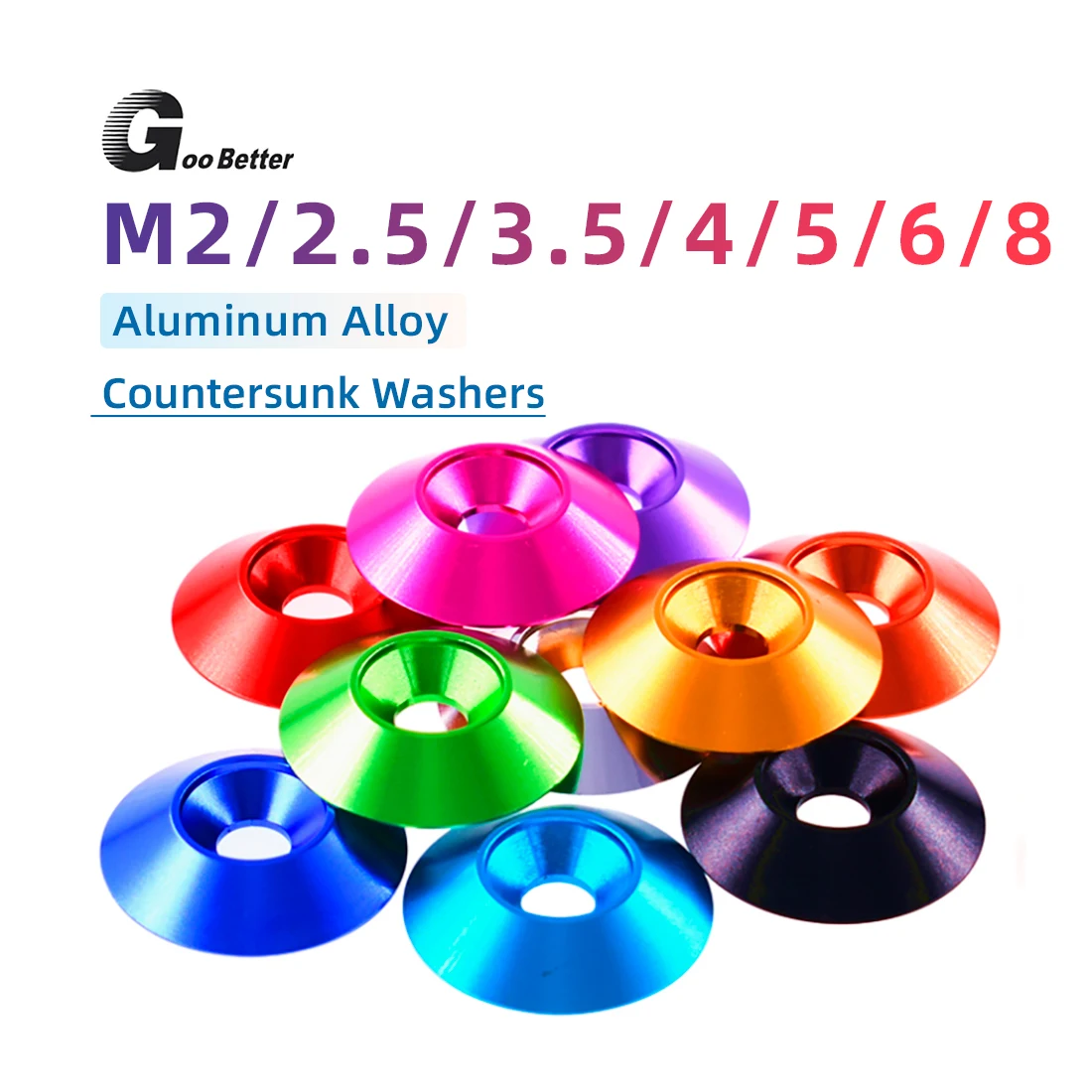 10pcs M2 M2.5 M3 M3.5 M4 M5 M6 Aluminum Colourful Countersunk Umbrella Flat Head Screw Concave Conical Decorative Groove Washer