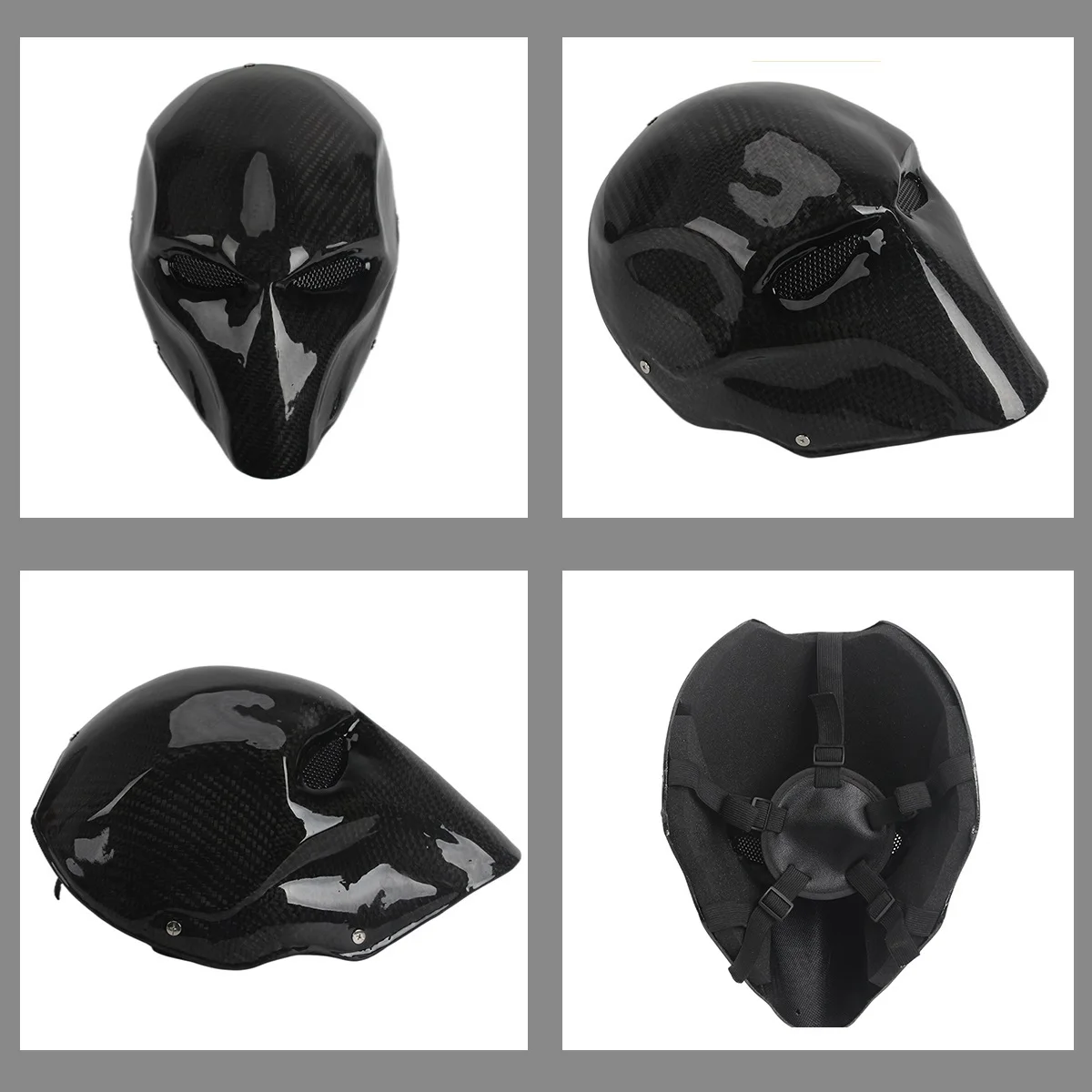 Full-Face Airsoft Carbon Fiber Mask Halloween Cosplay Deathstroke Mask Movie Prop Protective Helmet Face Mask Cool Black Masks