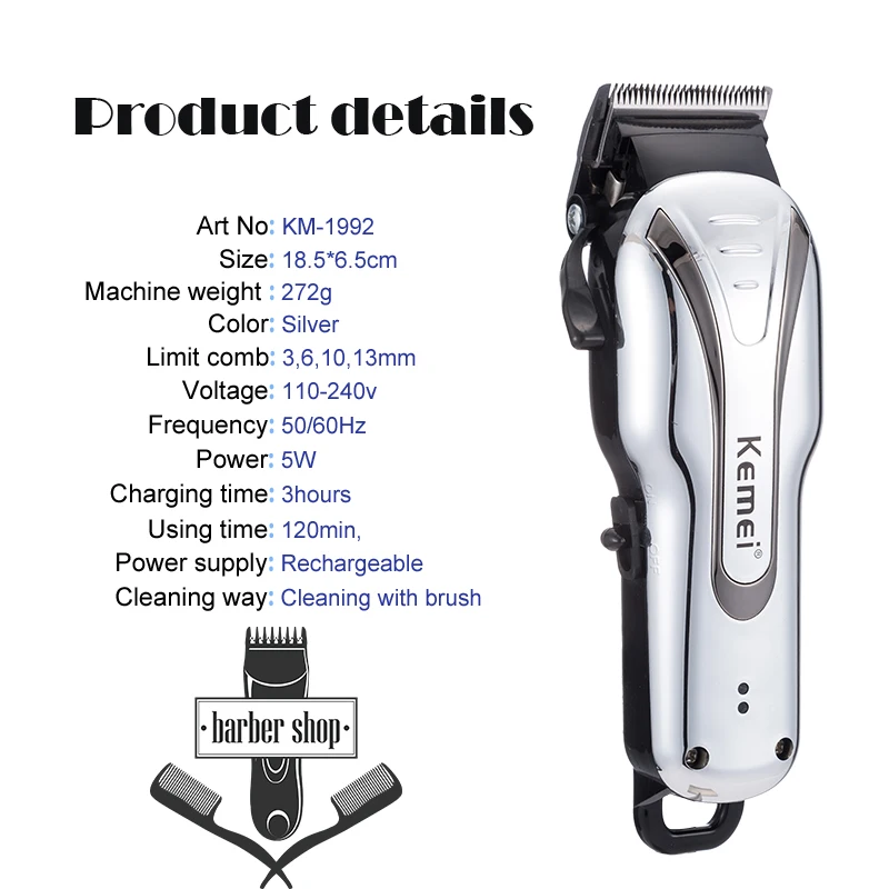 Hair Clipper Barber Shop Salon Kemei Professional Pro Kemel Barttrimmer Haircut Machine for Shave Hairs Mans Keimei Mens Trimmer