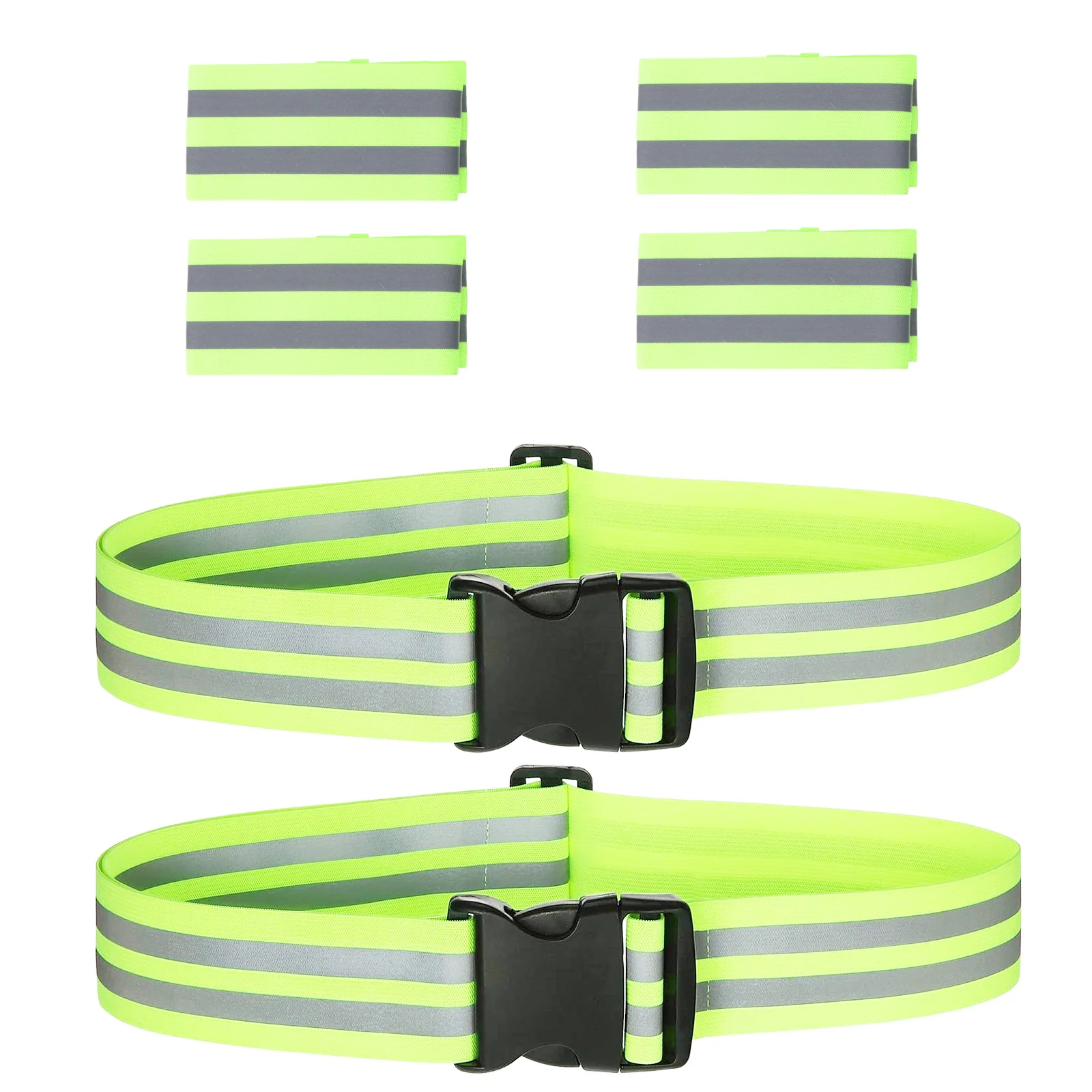 مجموعة واحدة من سوار المعصم العاكس خفيف الوزن وحزام قابل للتعديل للعاملين والشرطة الخارجية والرياضات الخضراء أداة تعزيز الرؤية