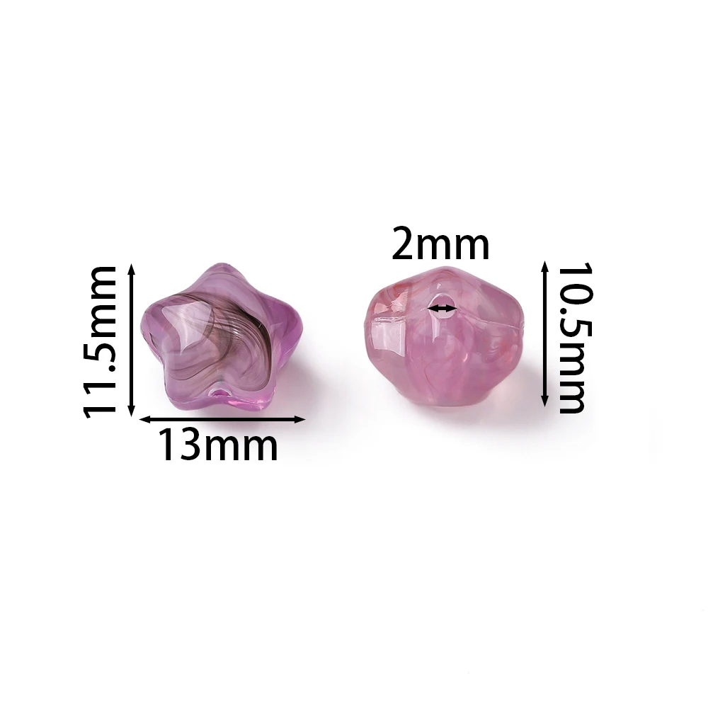 10pcs Acrylic Imitation Stone Bead Star Shaped Spacer Loose Beads for DIY Necklace Bracelet Phone Chain Jewelry Making Findings