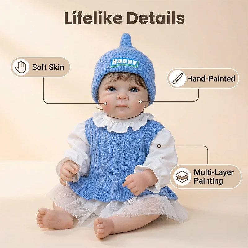 دمية بيتي واقعية بطول 18 بوصة مع طبقات متعددة من الطلاء وجلد ثلاثي الأبعاد، مصنوعة من الفينيل الفاخر للهدايا والجمع