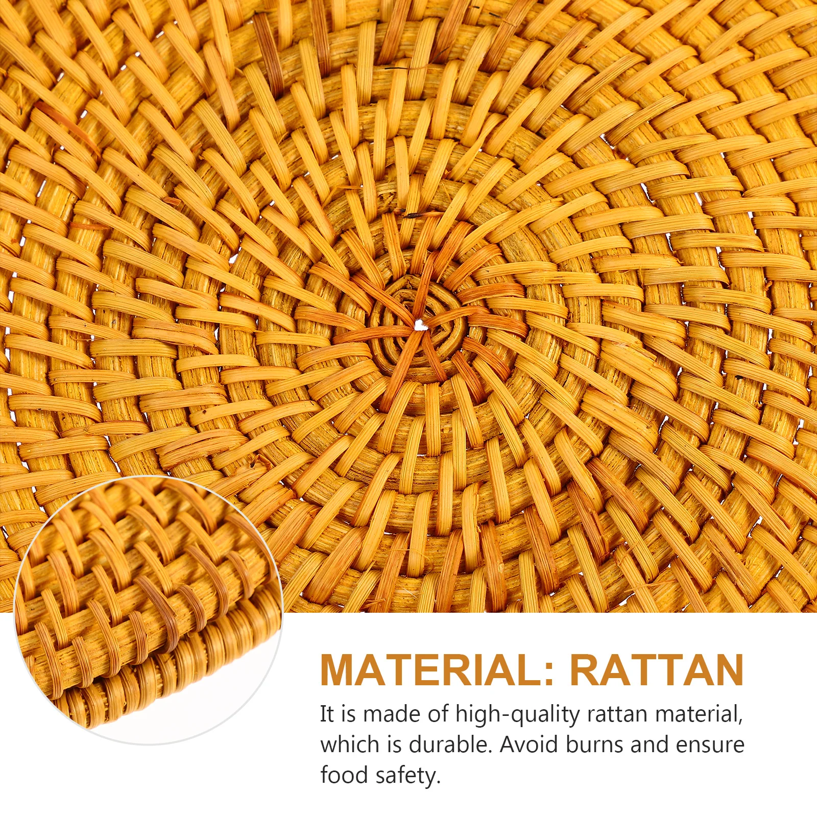 

2 Pcs Rattan Coasters Braided Woven Coffee Mug Mat Non Slip Kitchen Decor Table Drink Glass Safe Reusable Hot Cold