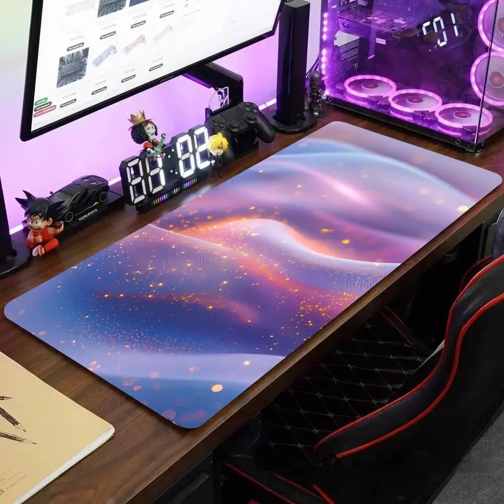 

Silk Curved Texture Mouse Pad Large Computer Office Game Table Mat XXL Rubber Anti-slip Stitch Edge Keyboard Mats Long Desk Pads