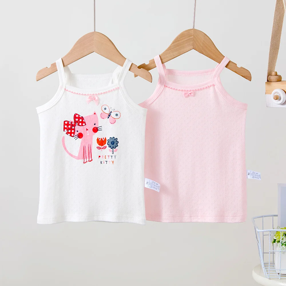 2pcs/lot Girls Tank Tops Boneless Mesh Underwear for Kids Breathable Children Camisoles Teenager Home Bottom Baby Crop Tops