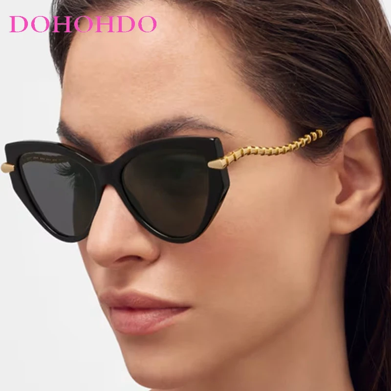 

Hot Sale Metal Chain Leg Cat Eye Women Sunglasses Fashion Brand Men Sunglass Summer Travel Drive Personality Eyeglasses UV400