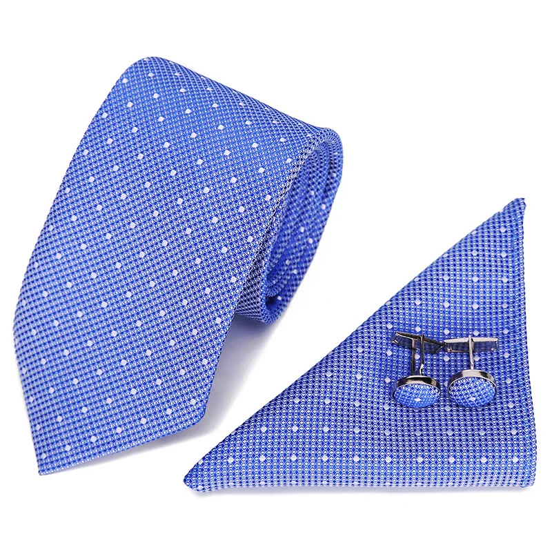 4-Piece Set With Neckties Handkerchief Cufflinks For Men Daily Office Wedding Party Blouse Accessories Elegant Man Ties Suit