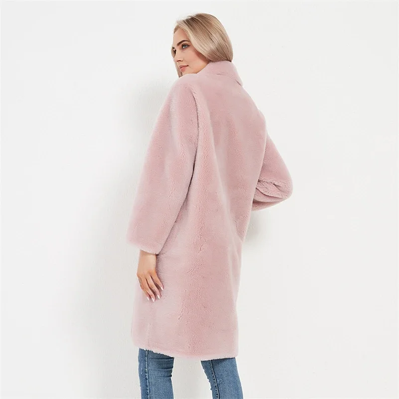 Aorice inverno donna cappotto di pelliccia di lana Trench Sheep Shearing Jacke cappotti Lady donna giacche calde con cappuccio Parka H6003