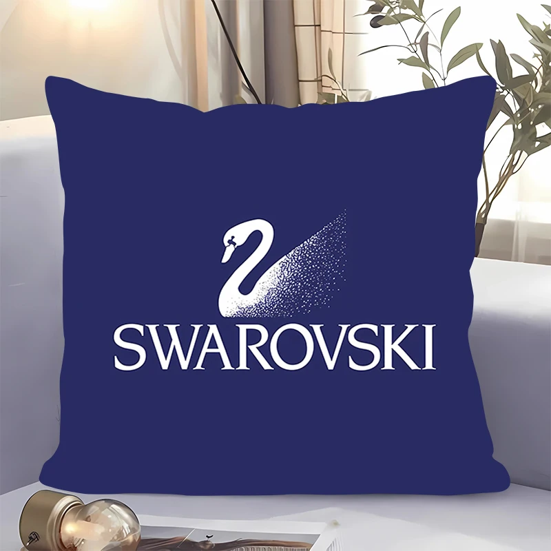 Pillowcase Fashion S-Swarovski Square Black Pillow Case Home Double-sided Printing Short Plush Cushion Cover Decoration Pillow