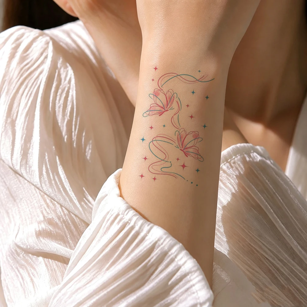 30Pcs Butterfly Pattern Temporary Tattoos Y2k Style Waterproof Fake Tattoo Sticker For Women Hand Wrist & Body Art