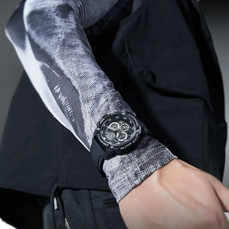 ساعة كوارتز Timeartx 4410 بنمط ميكانيكي صناعي مقاومة للماء وصلت التاريخ ساعة يد فاخرة بحركة كوارتز للرجال