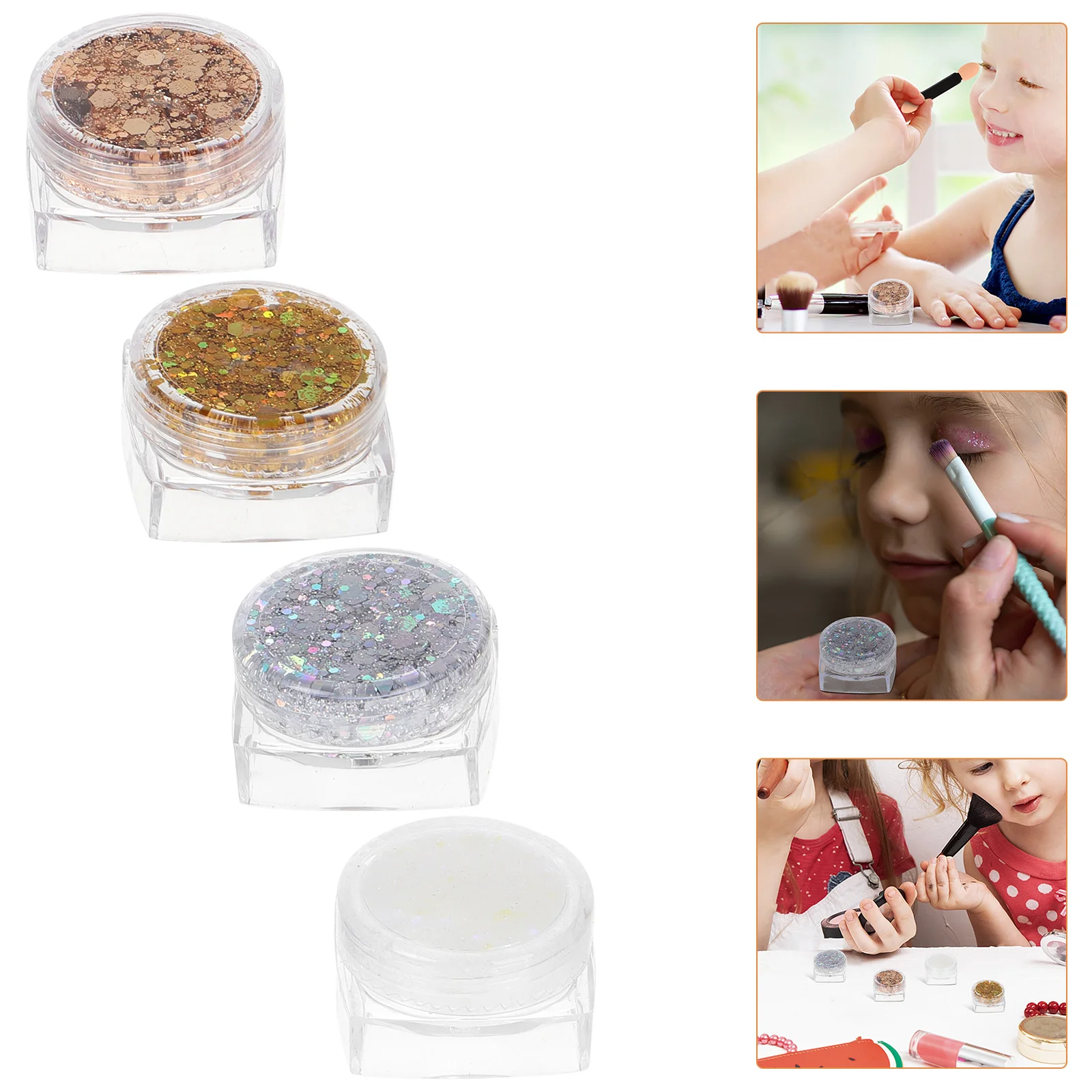

4Pcs Glitter Gel for Kids Face Hair Body Easy Apply Wash Off No Irritation Sparkling Concerts Festivals Fine Glitter Eyeshadow