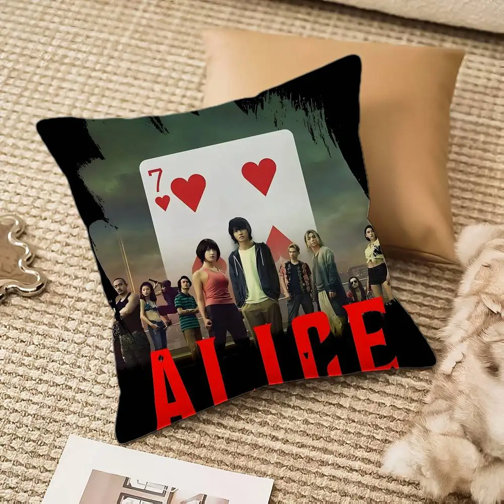 Hot Tv A-Alice In Borderland كيس وسادة مضاد للغبار كيس وسادة غير مرئي أريكة حريرية من القطيفة