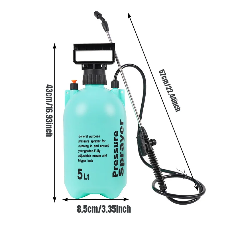 5L High Pressure Garden Watering Can Watering Spray Disinfection Pneumatic Air Pressure Sprayer Adjustable Strap for Lawn Car