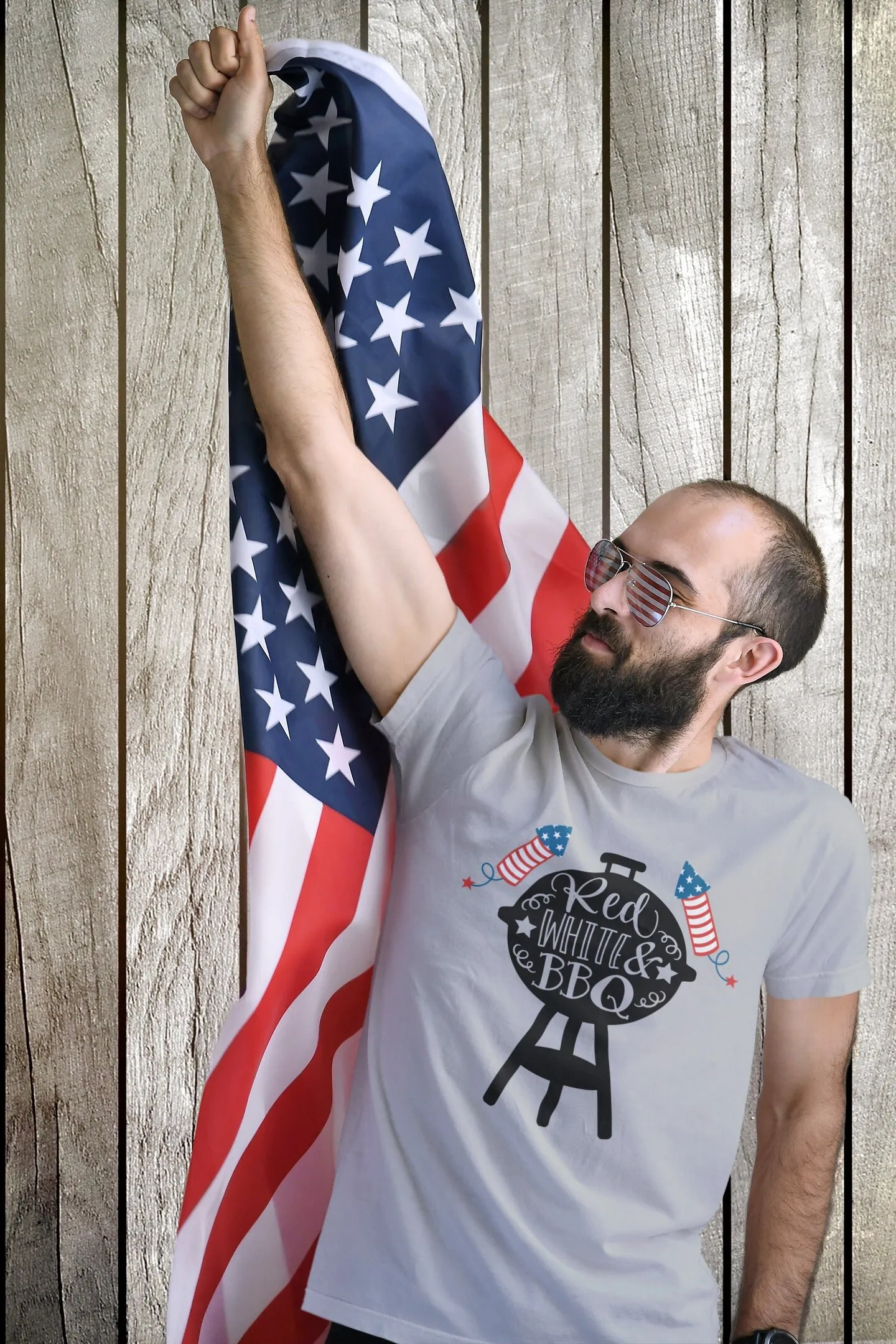 

Independence Day Red White and BBQ July 4th T Shirt Grilling of America Grill Lovers Heavy Cotton