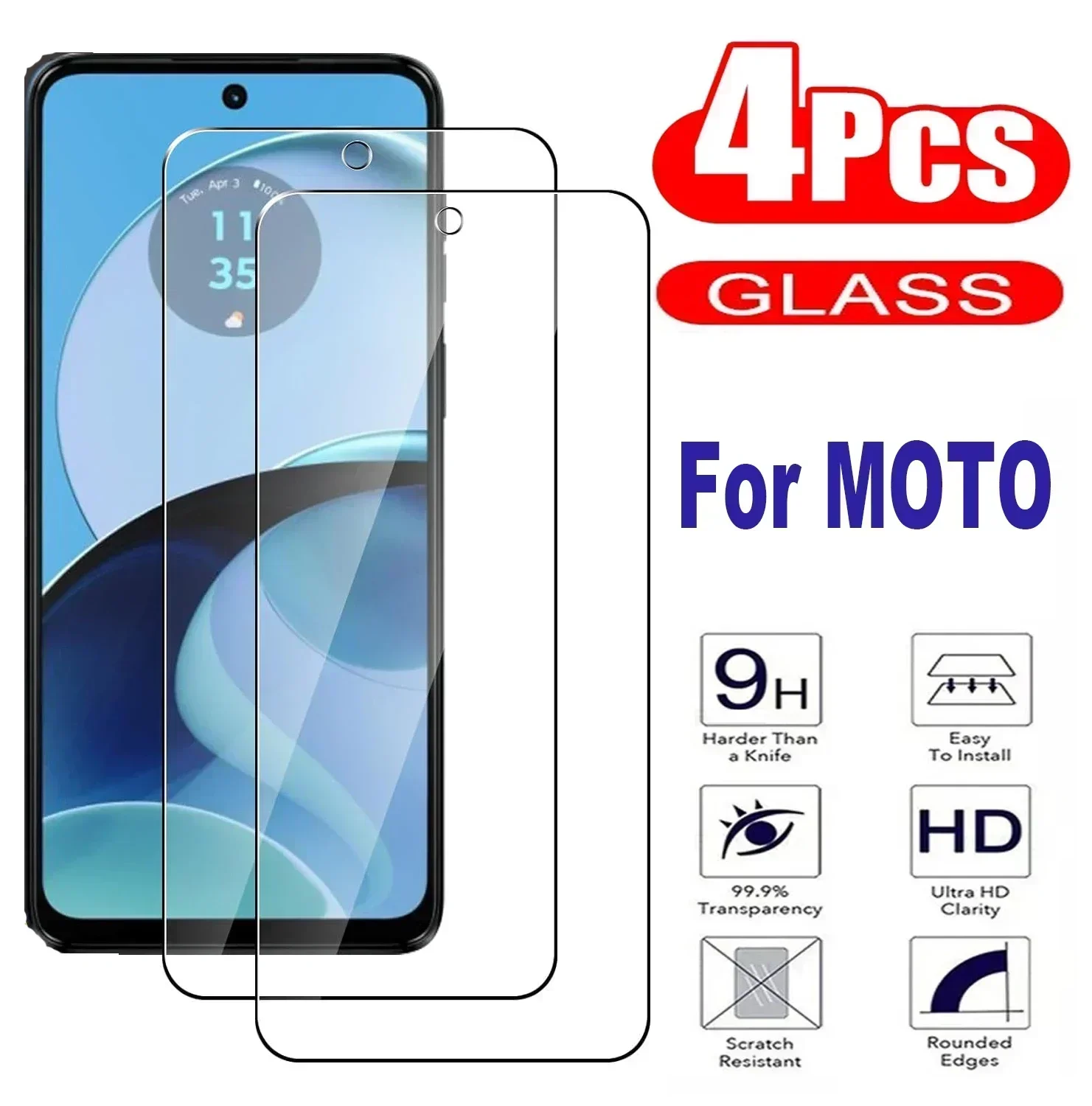 2/4Pcs Tempered Glass For Motorola Moto G14 G54 G84 G04 G04S G64 G52 G32 G42 G62 G72 G82 5G Screen Protector Glass Film