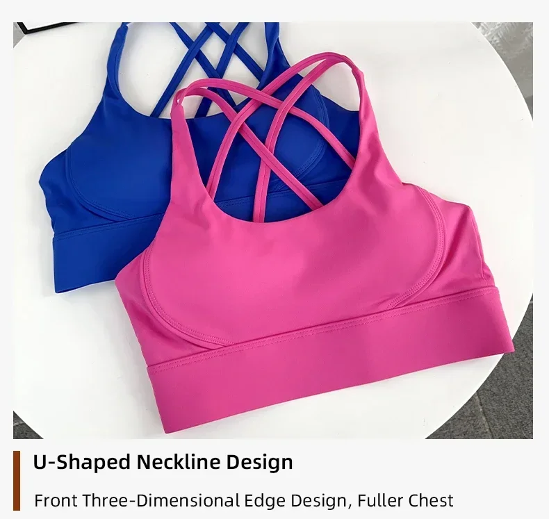 Einfarbiges Damen-Gym-Yoga-Set, sexy Rückenfreier BH mit verstellbaren Schnallen, hochtaillierte, hüfthebende Leggings, bequeme Trainingssets – Detail 4