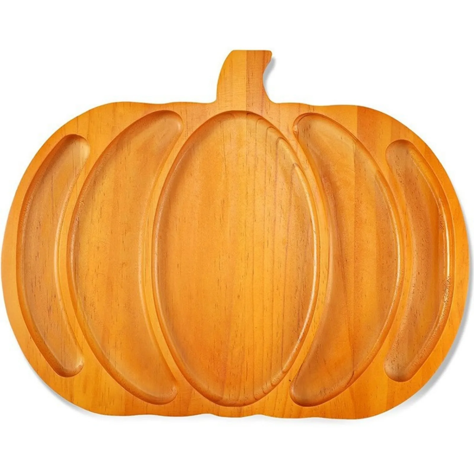 Bandeja creativa de madera con forma de calabaza para aperitivos, fruta, queso, plato de cena dividido, contenedor de almacenamiento decorativo para fiesta de Halloween