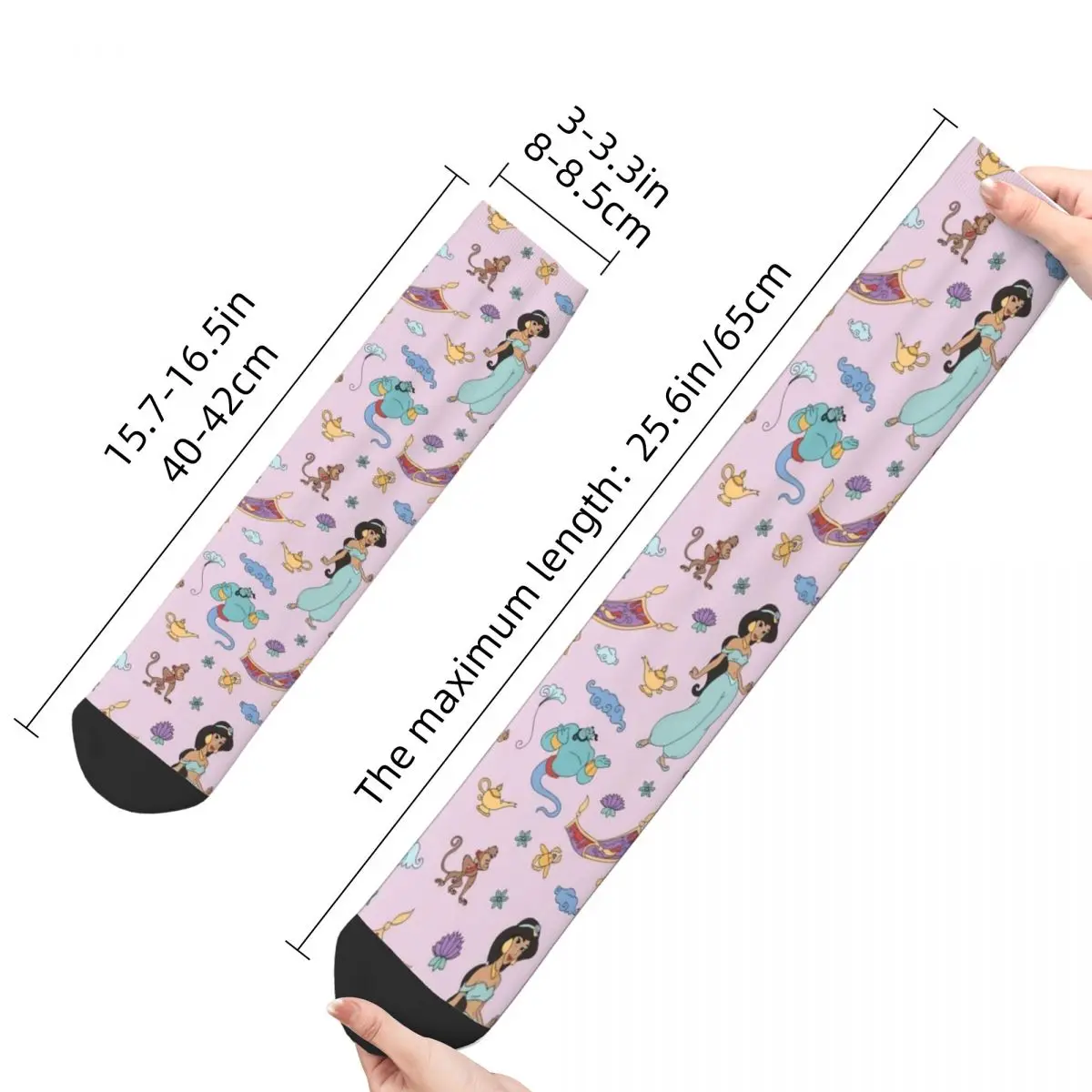 Funny Aladdin Princess Sports Socks New Cartoon Polyester Long Socks for Women Men