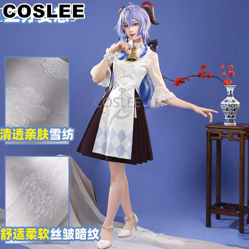 

COSLEE Genshin Impact Ganyu Cosplay Costume Game Suit Lovely Cheongsam Dress Uniform Women Halloween Party Outfit New 2023