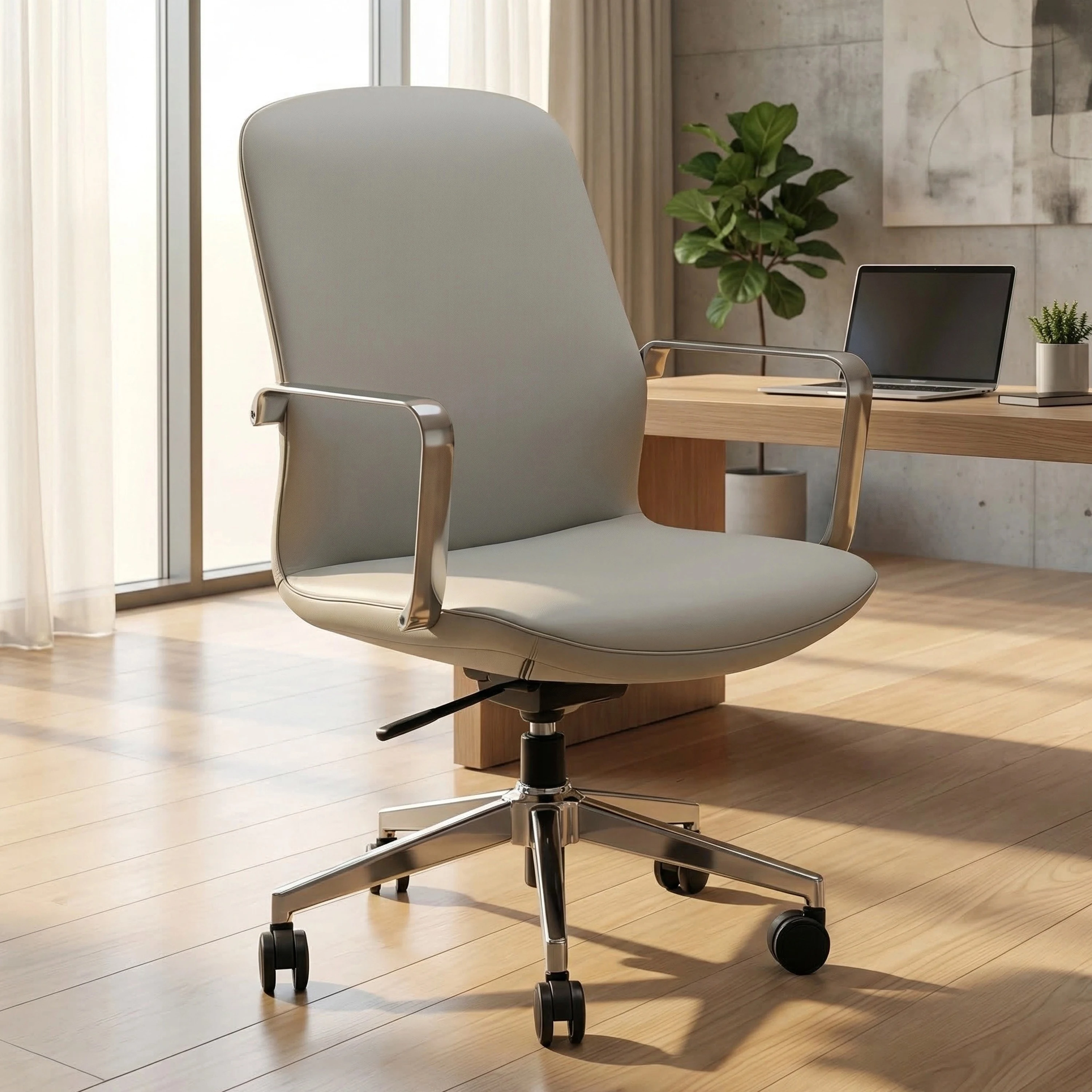 #￥Modern Mid Back Office Conference Chair with Casters Comfortable Seat for Meeting Room Conference Hall Reception Area
