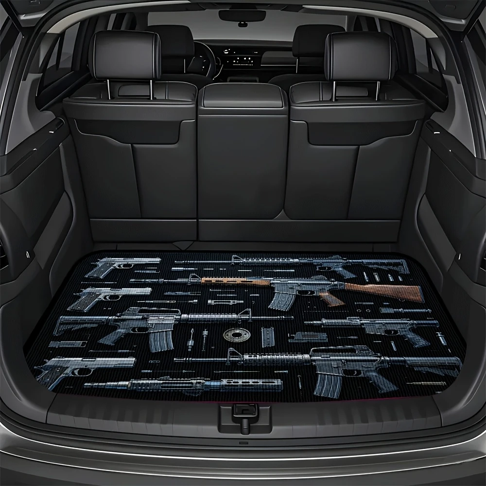 VIKAMA Tactical Firearms-Themed Trunk Mat, Stain-Resistant and Non-Slip Universal Trunk Protector, Car Interior Decorative Mat