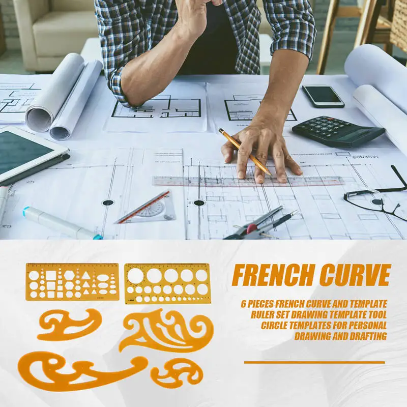 6 Pieces French Curve And Template Ruler Set Drawing Template Tool Circle Templates For Personal Drawing And Drafting