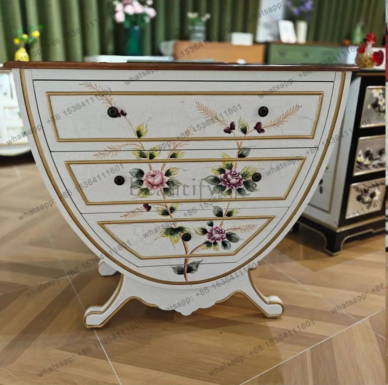 American rural painted u-shaped cabinet retro old porch three bucket cabinet solid wood frame