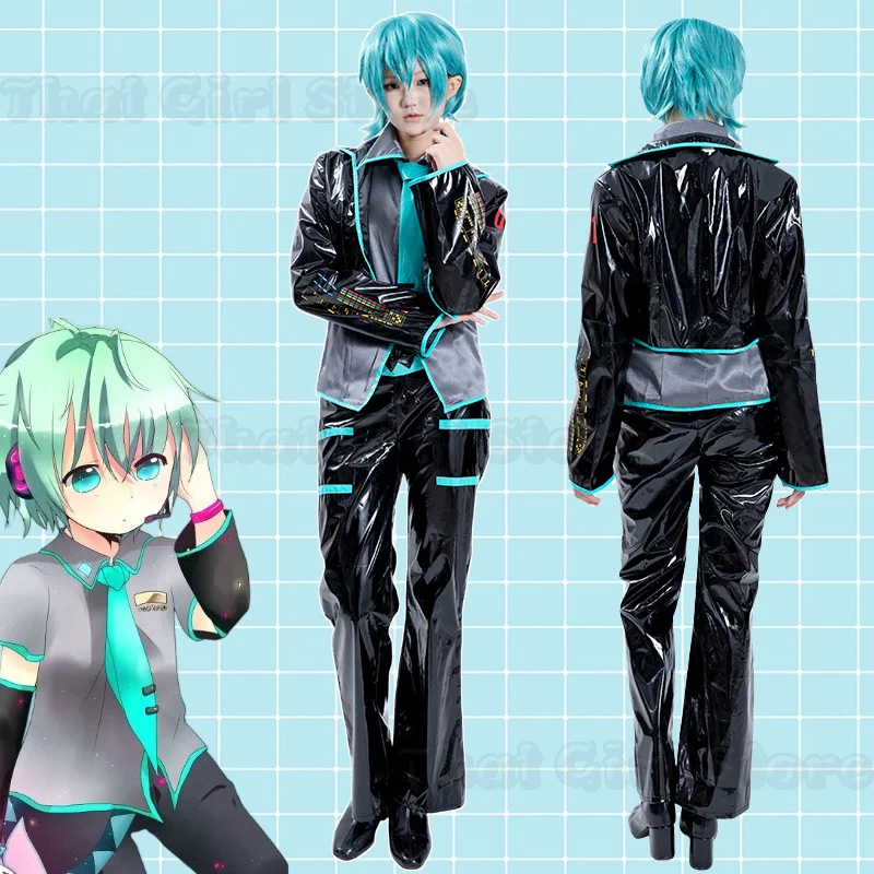 Anime 6PCS MIKUOO Cosplay Costume Mikkuoo Cospaly Men Women Black Suit Costume Mikkuu Christmas Cosplay Halloween Accessories