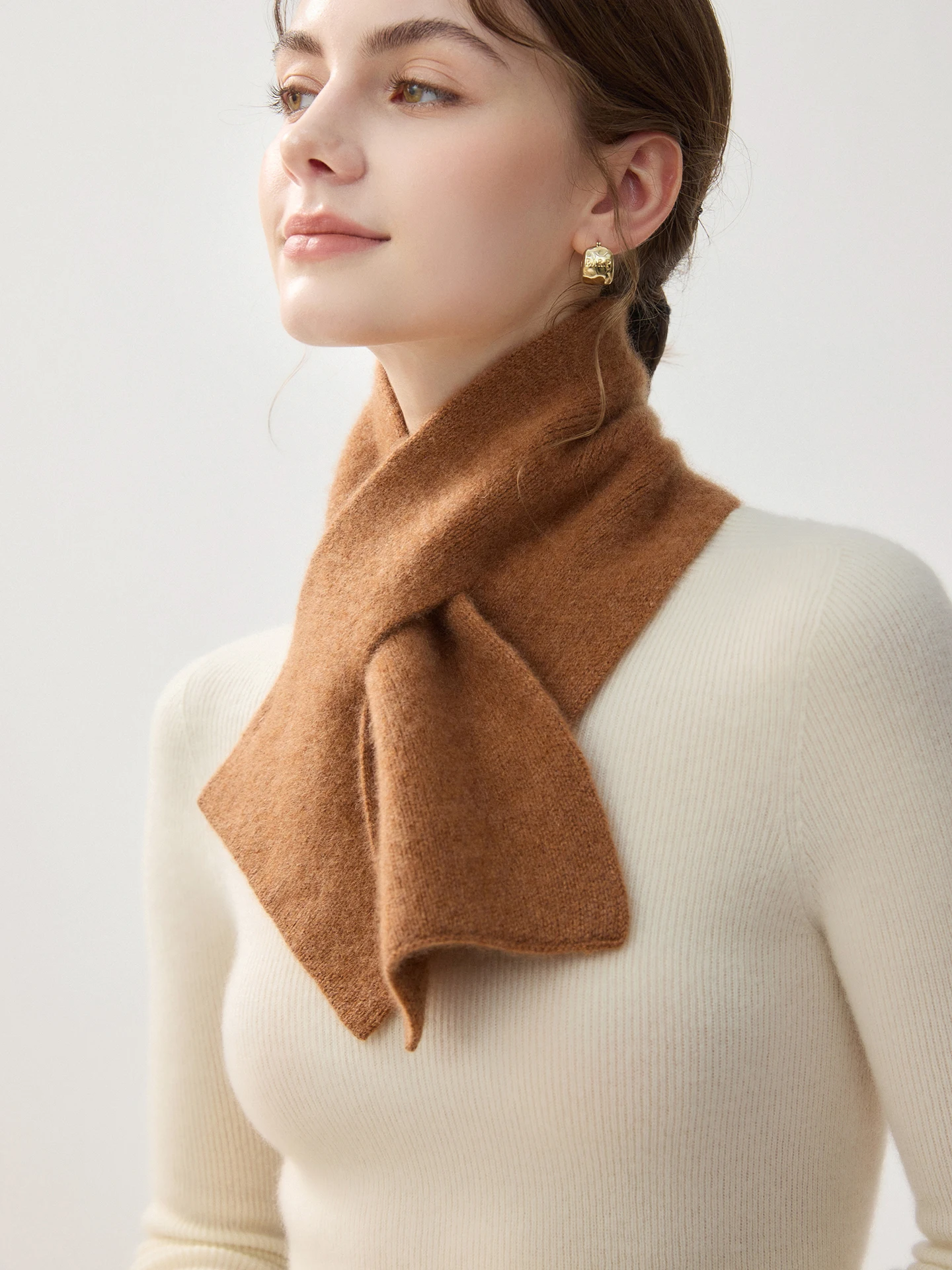 TLOML Women's 100% Cashmere Scarf Simple Versatile Solid Design Autumn Winter Soft Warm Cashmere Knitted Fashion Small Scarf