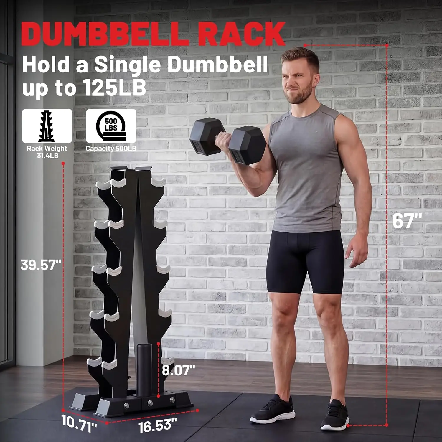 A-Frame Dumbbell Stand, Dumbbell Barbell Storage & T Bar Row for Home Gym, Customized