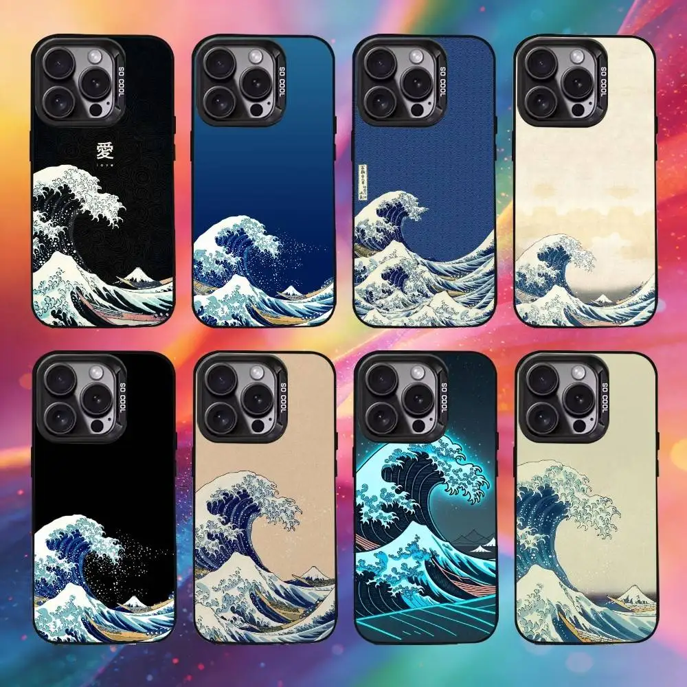 

Fashion Surf Beach Rips Style Phone Case For iPhone17, 16,15,14,13,12 Pro Max Black Candy Matte Shockproof Cover