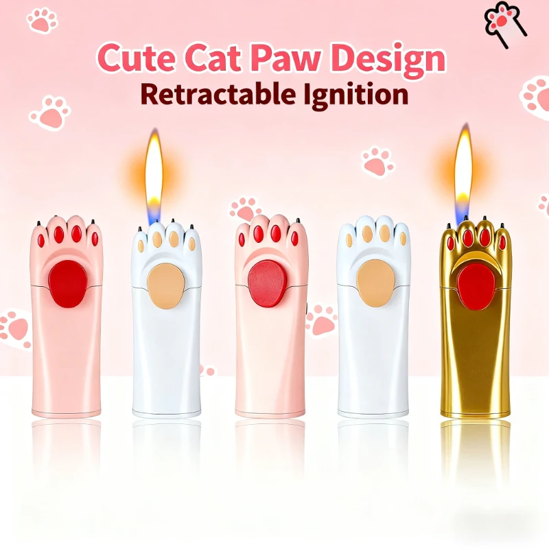 

Premium Mini Cute Cat Claw Lighter - New Refillable Open Flame, Portable Smoking Accessory, Unique Gift for Men & Women Tool