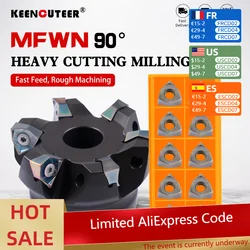 MFWN90 Heavy Cutting Milling Cutter Head MFWN90063R Indexable End Mill Fast Feed Face End Mill WNMU0806 Milling Insert CNC Lathe