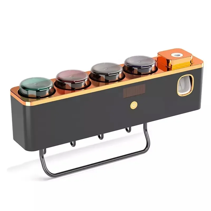 

Настенный органайзер для аксессуаров для ванной комнаты, УФ-держатель для зубных щеток, автоматический дозатор зубной пасты 2, 3, 4 чашки, современный пластиковый набор