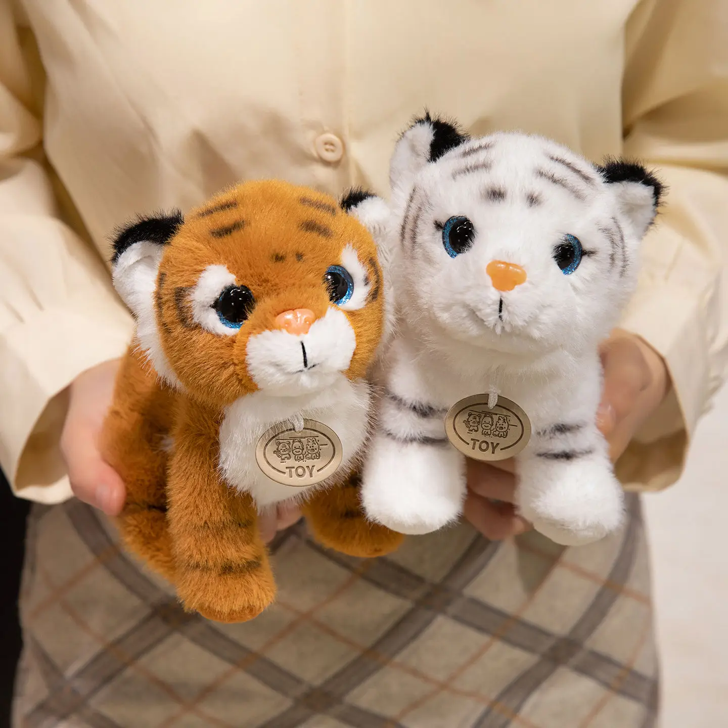 Jouet en peluche tigre réaliste de 20cm, poupée en peluche de raton laveur simulé, animaux en peluche doux, Panda, cadeau d'anniversaire et de noël pour enfants