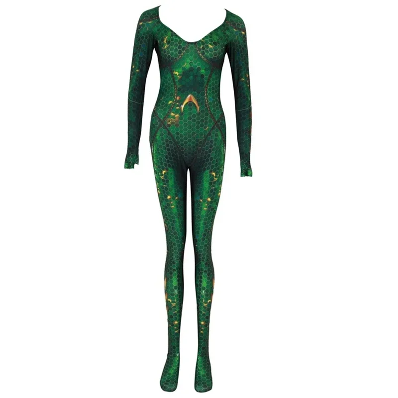 New Women movie Aquaman Mera Queen costume cosplay Zentai jumpsuit outfits clothes