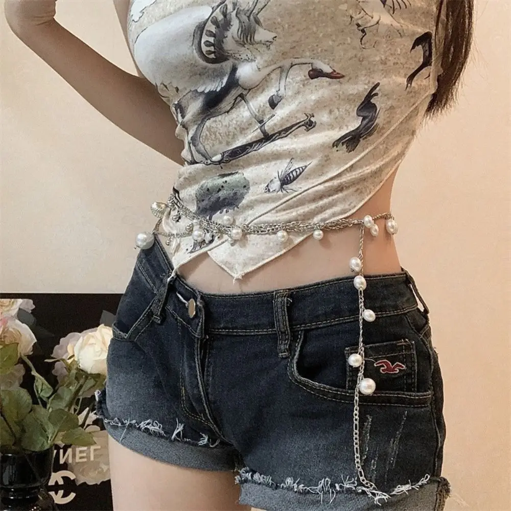 المعادن القوس اللؤلؤ الخصر سلسلة الكورية نمط أوروبا الأمريكية نمط الطازجة الخصر سلسلة الحب قلادة مجوهرات اكسسوارات