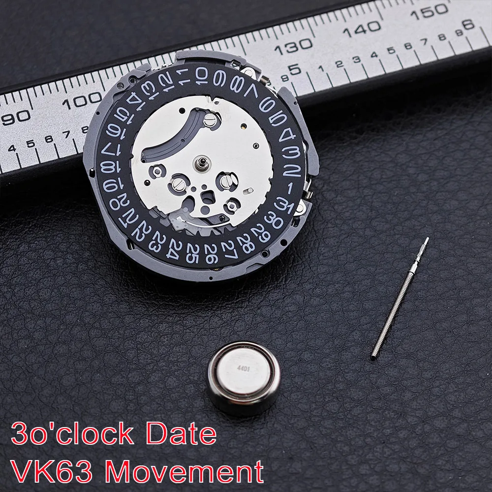 VK63A VK63 VK64A VK64 حركة كوارتز أبيض/أسود عجلة التاريخ ذاتية الملء دقة عالية مع باتي 3/6 ساعة تقويم واحد