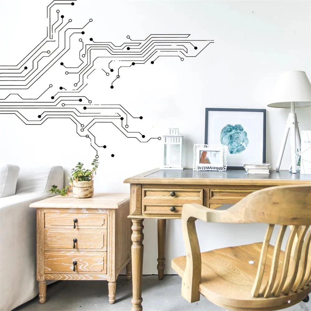 1 pc hot sale Circuit Board Technology Room Computer IT Software Science Waterproof Wall Stickers Wall Art Decor for home school