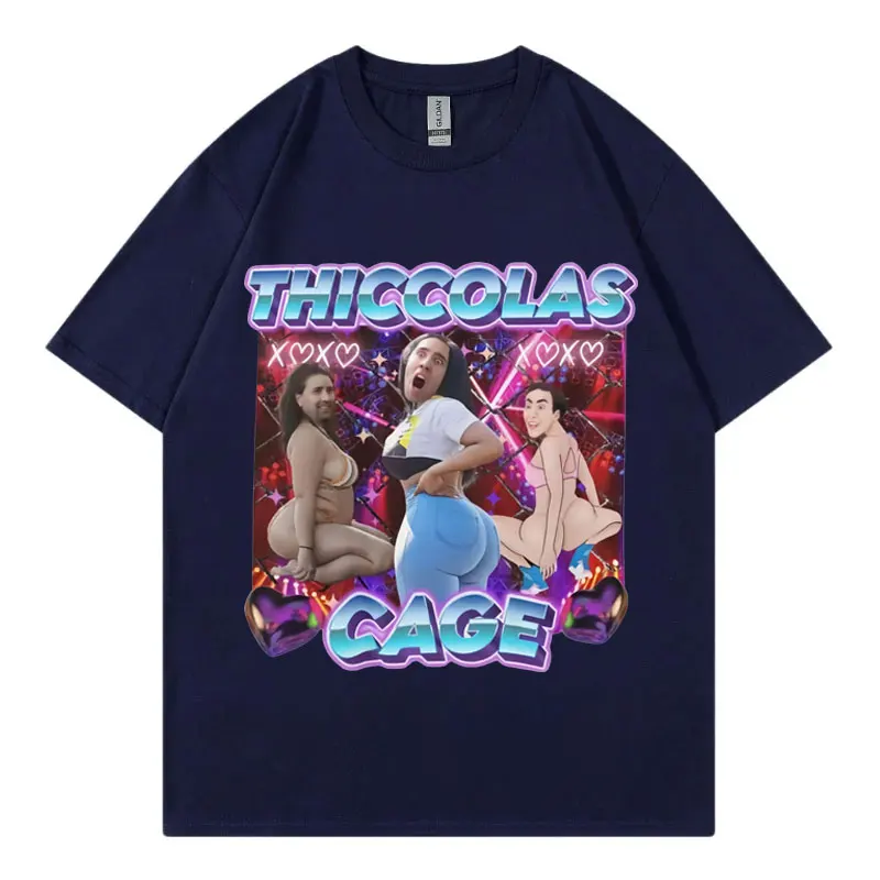Thiccolas Cage Funny Meme T Shirt High Street Fashion Trend Short Sleeve T-shirt Men Women Clothing Harajuku Y2k Street T-shirts - Image 3
