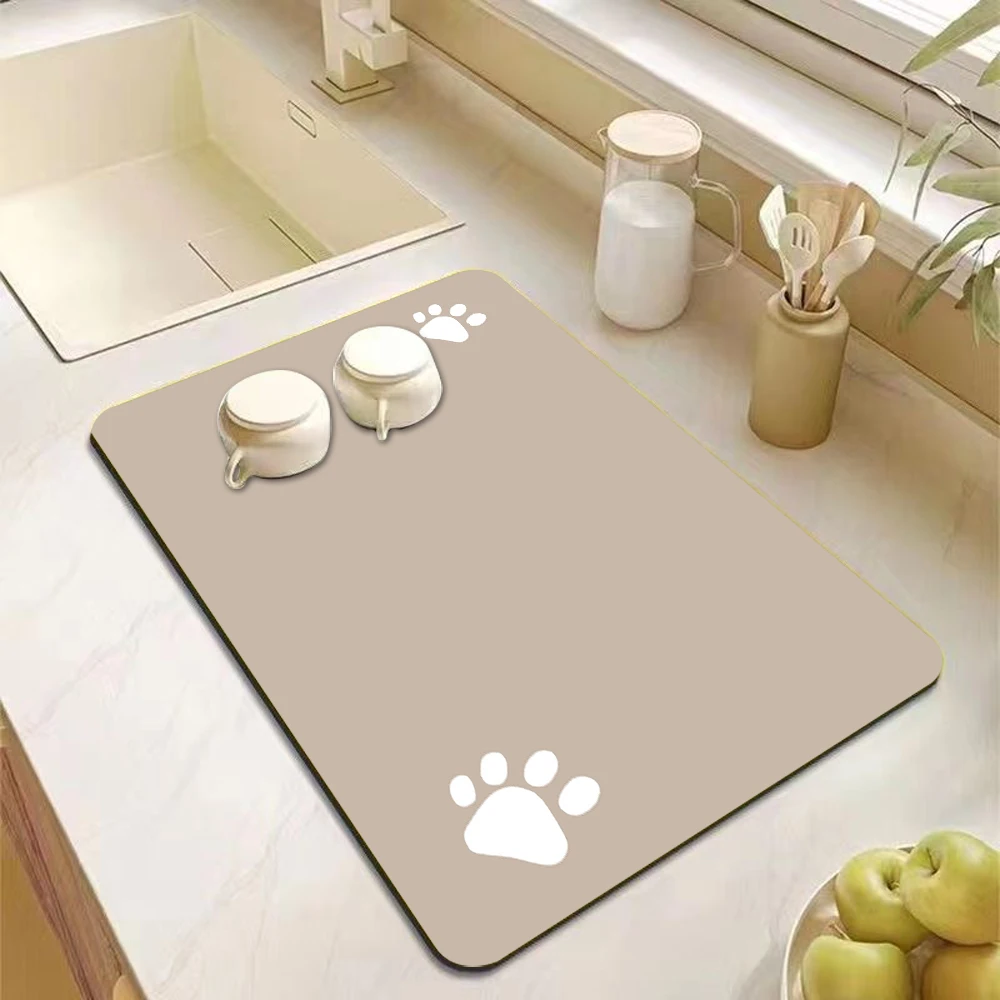 Tapete Absorbente de Secado Rápido para Mascotas, con Base de Goma Impermeable, Antiderrames, para Comida y Agua de Perros y Gatos