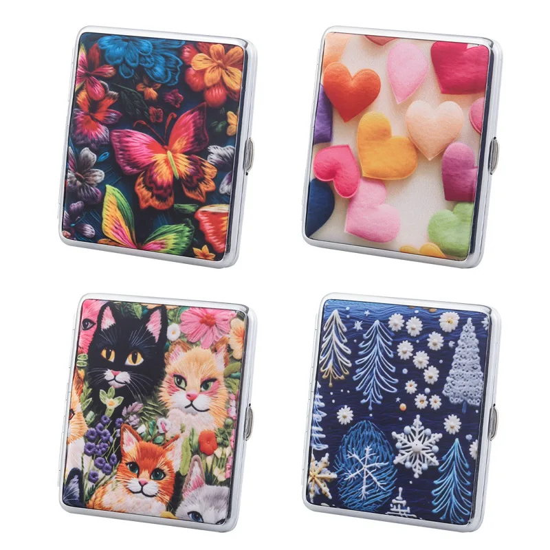 Cute Printing Cat Patterned Cigarette Box For About 20 Cigarettes Moisture-proof Pressure Resistant Portable Cigarette Holder