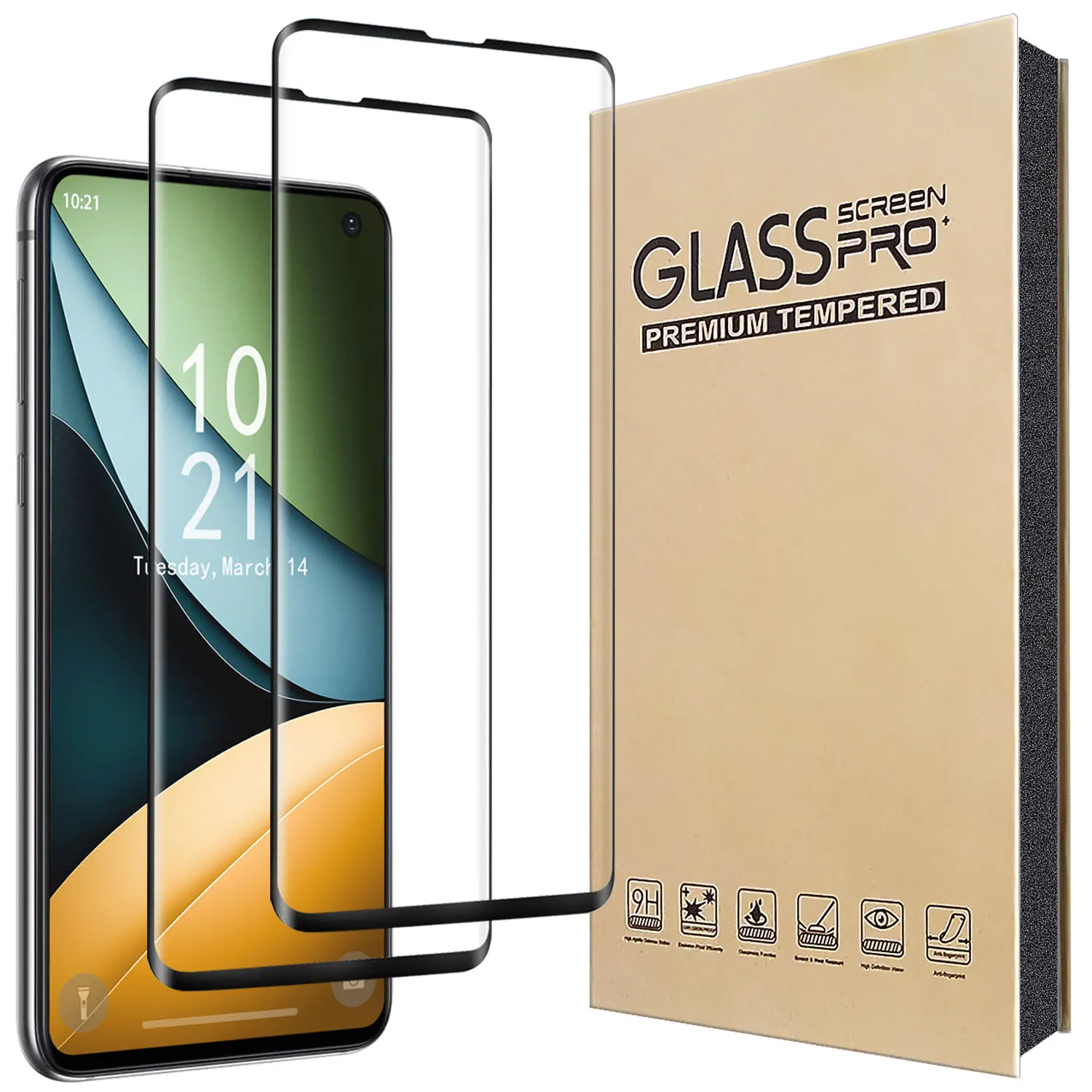 

2Packs Clear Tempered Glass Case Friendly Film Screen Protector For Samsung For Galaxy S10/S10+/S10 Plus/S10e/S10 5G