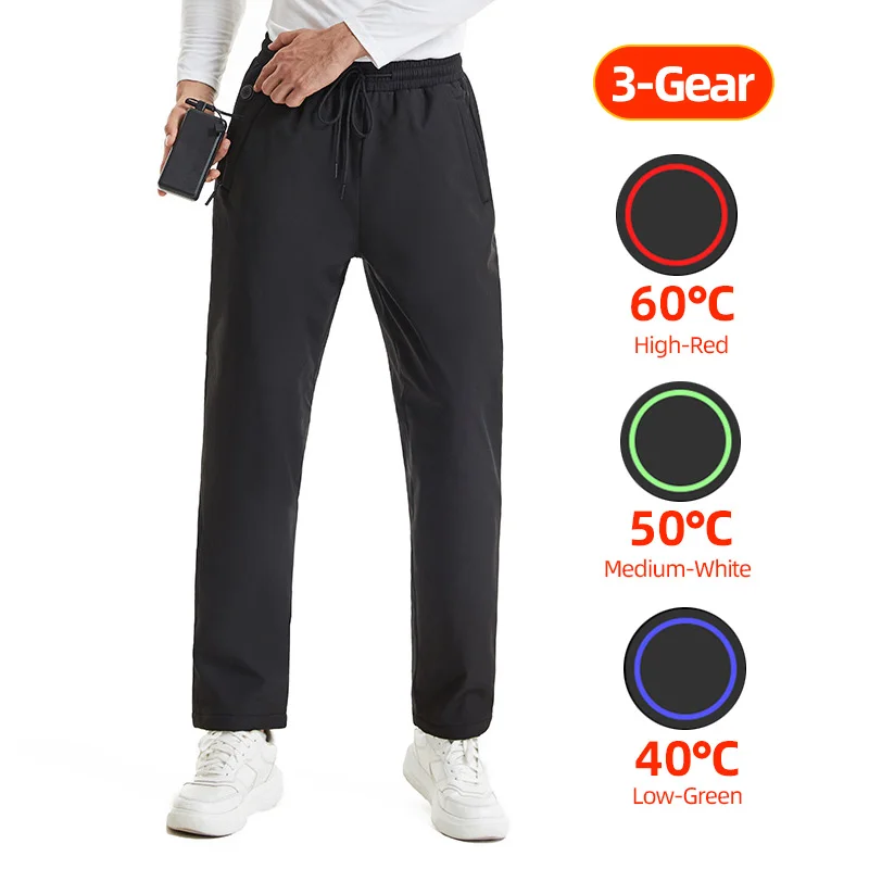 Pantalones calefactables de 12 áreas para hombres y mujeres, pantalones autocalentables eléctricos USB para senderismo al aire libre, pantalones calefactables para nieve, pantalones calefactores