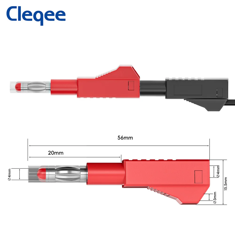 Cleqee P10043 10PCS 4MM Banana Plug Stackable Safety Retractable Connector Solder for In line DIY Assembly  Test Leads