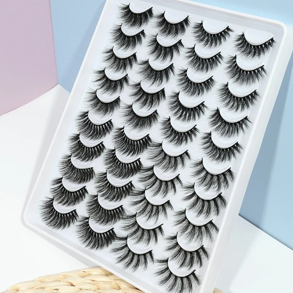 20 คู่ของขนตาปลอมแบบตาแมวธรรมชาติ ขนตาปลอมแบบ 3 มิติ ขนตาหนาแบบดราม่า ต่อขนตา แต่งหน้า